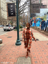 Load image into Gallery viewer, ‘Slay In The City’ Luxe Shacket - (Multi-Color Plaid Burnt Orange, Brown &amp; Tan)